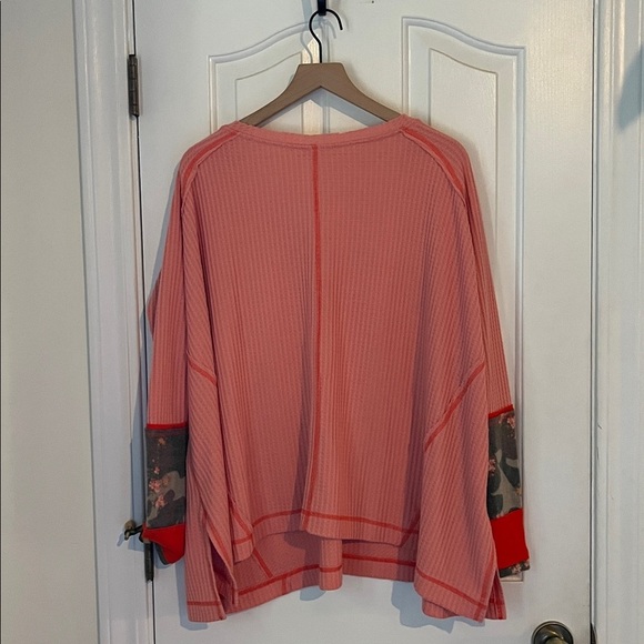 Free People | We The  Free Lovin Leopard Thermal Long Sleeve Shirt Pink Size XS - Picture 5 of 9